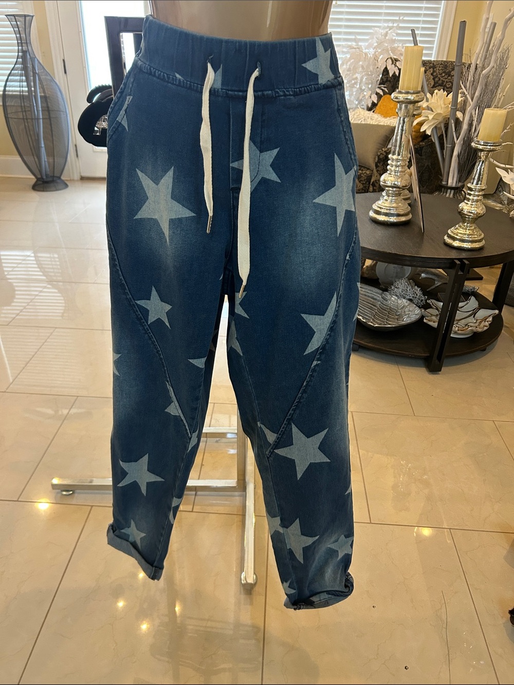 Ashley Stewart Blue Star Print Jeggings